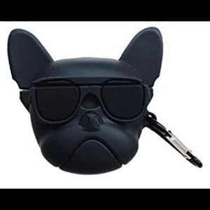 NIP ChillNChic Apple Air Pod Pro Silicon Carry Case Black French Bulldog